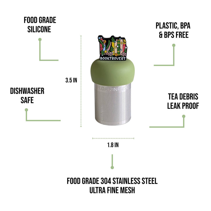 Booktrovert | Floating Tea Steeper | Green Base | BookTok