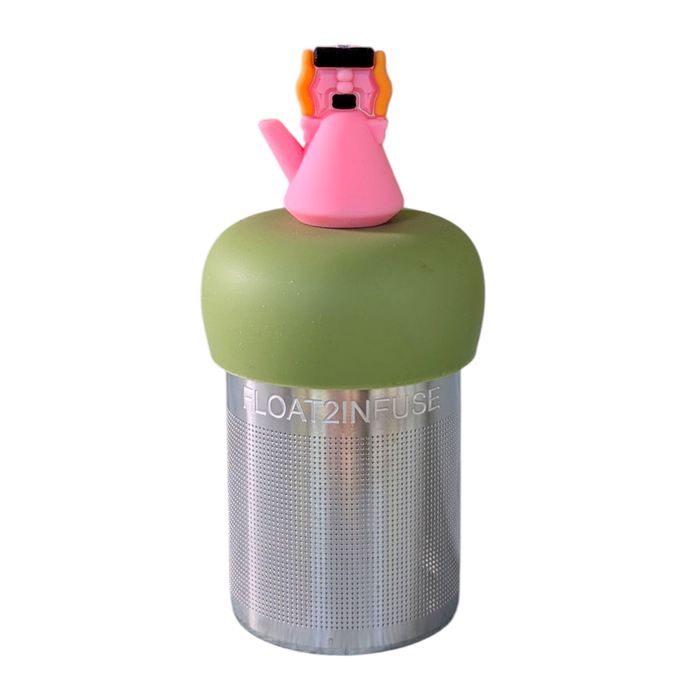 Pink Tea Kettle | Floating Tea Steeper | Green Base | Pink