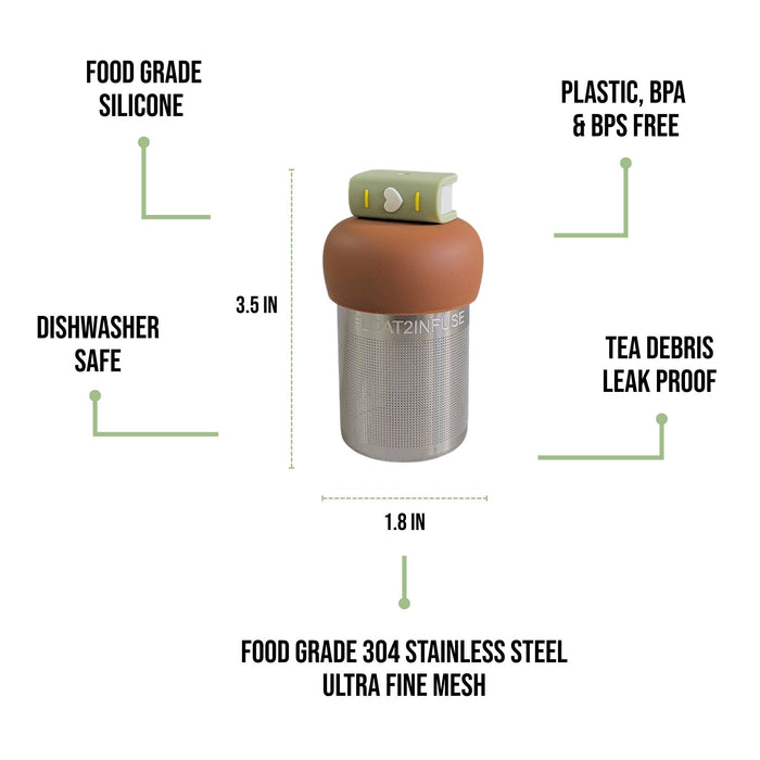 Green Heart Book | Floating Tea Steeper | Light Brown Base