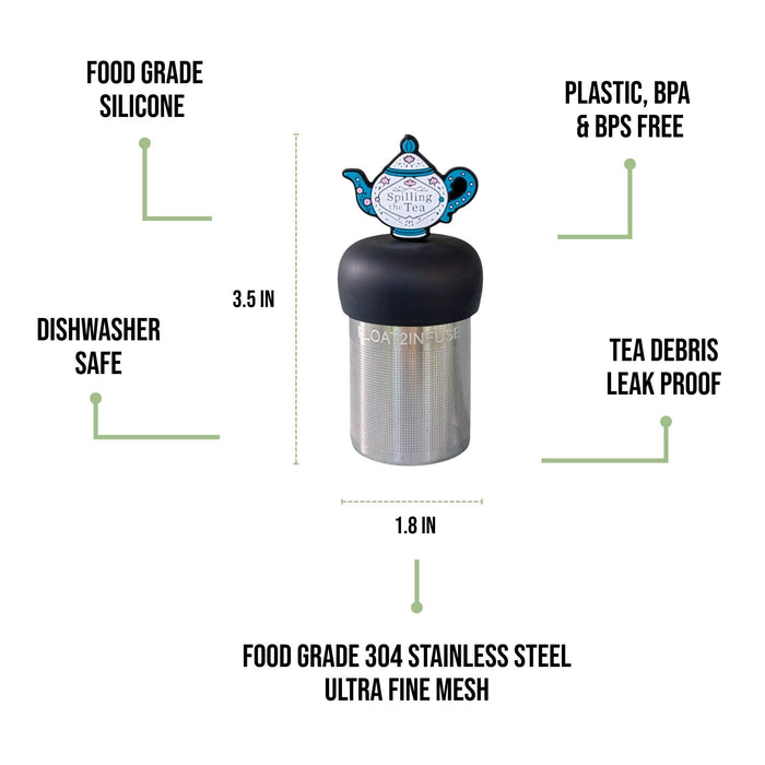 Spill the Tea | Floating Tea Steeper | Grey Base | Blue