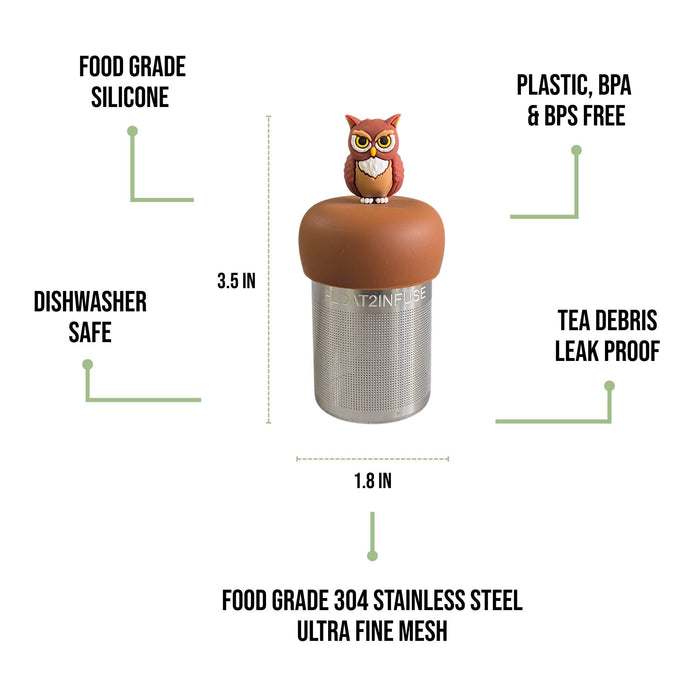 Owl | Floating Tea Steeper | Light Brown Base | Brown Owl