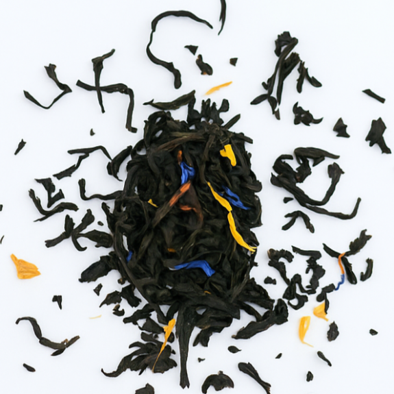 Tea leaves with 'Siren's Quill' branding on a white background