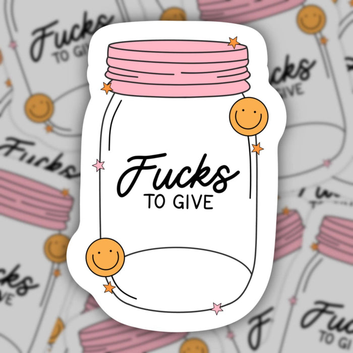 Zero f***s to give, sassy jar sticker