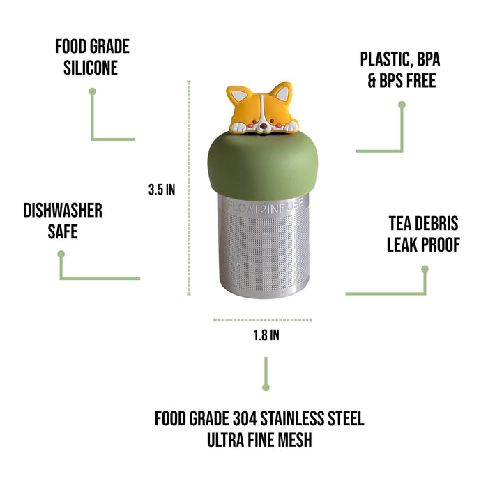 Playful Puppy | Floating Tea Steeper | Green Base | Yellow