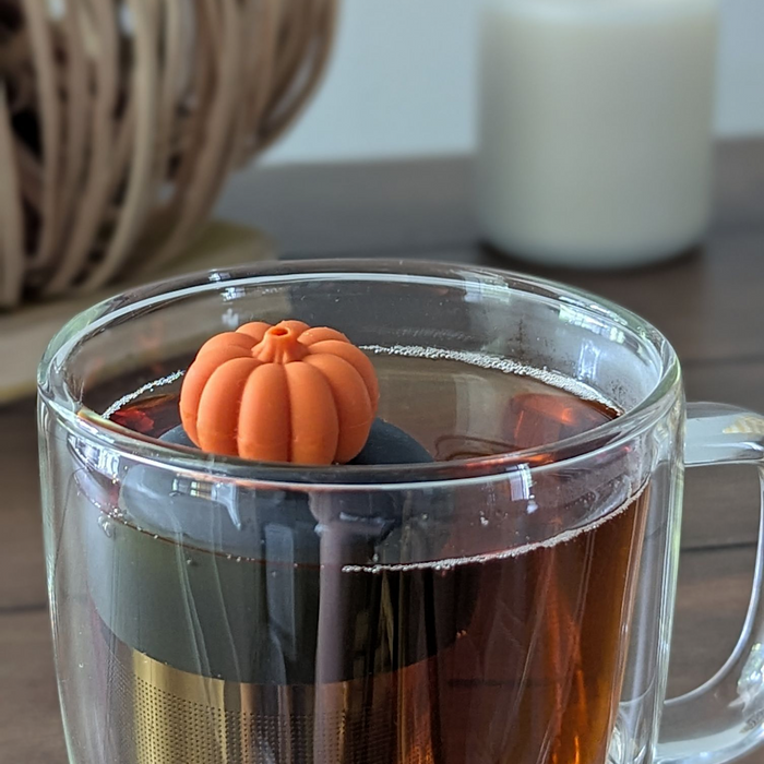 3D Pumpkin | Floating Tea Steeper | Grey Base | Orange