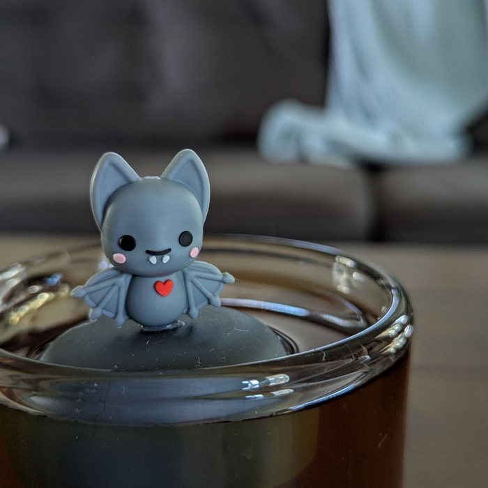 Vampire Bat | Floating Tea Steeper | Grey Base | Red Heart