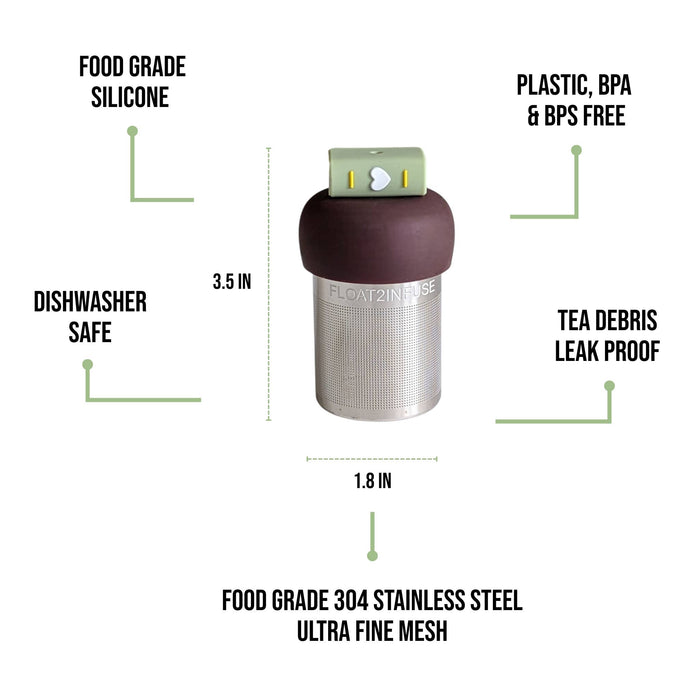 Green Book | Floating Tea Steeper | Dark Brown Base | Green