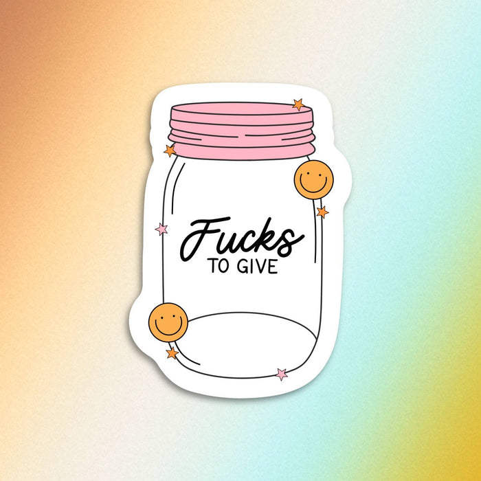 Zero f***s to give, sassy jar sticker