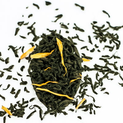 Tea leaves with 'Cider & Story' branding on a white background