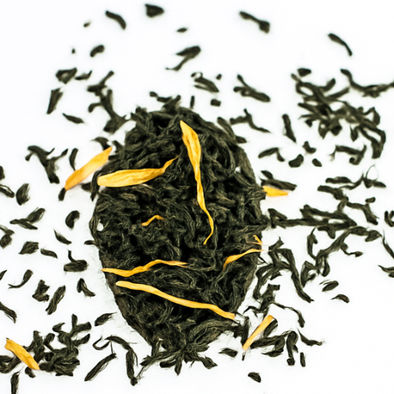 Tea leaves with 'Cider & Story' branding on a white background