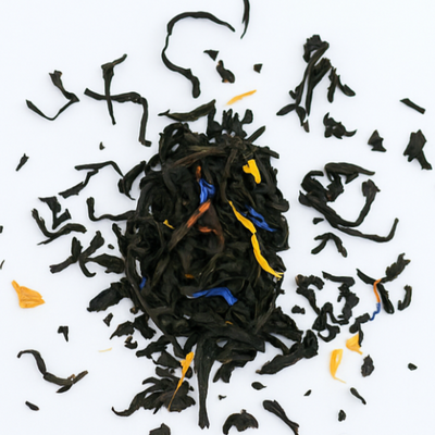 Tea leaves with 'Siren's Quill' branding on a white background