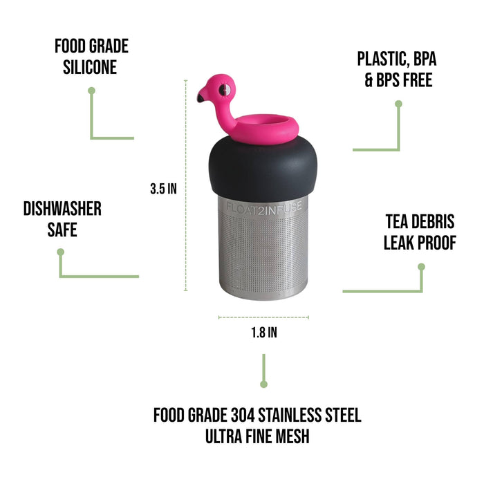 Flamingo Floatie | Floating Tea Steeper | Grey Base | Pink