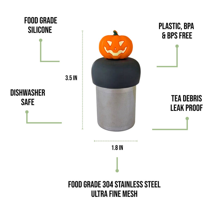 Jack-o-Lantern | Floating Tea Steeper | Grey Base | Orange