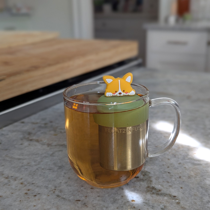 Playful Puppy | Floating Tea Steeper | Green Base | Yellow
