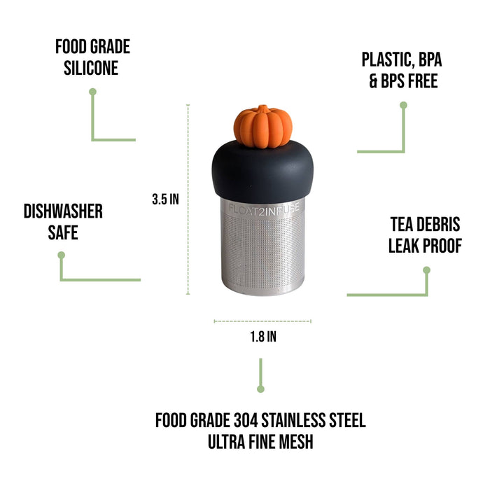 3D Pumpkin | Floating Tea Steeper | Grey Base | Orange