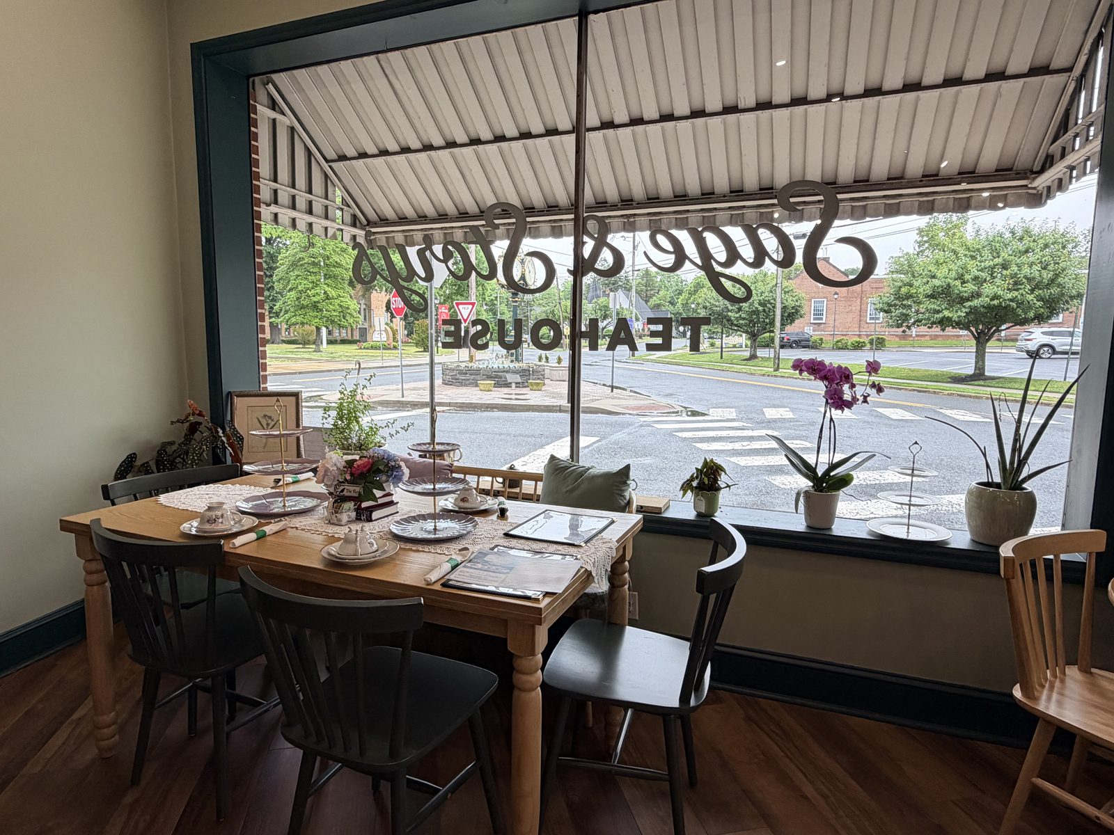 Afternoon tea table setting at Sage & Story's
