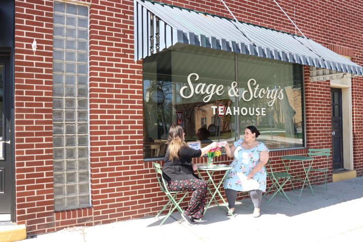 Khrystyne and Cassandra outside Sage & Story's Teahouse on Central Avenue, Hammonton NJ
